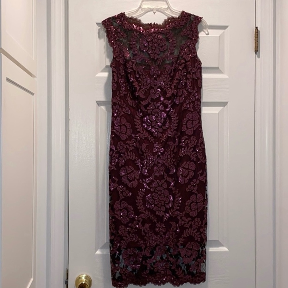 Tadashi Shoji Sequin Illusion Lace Dress